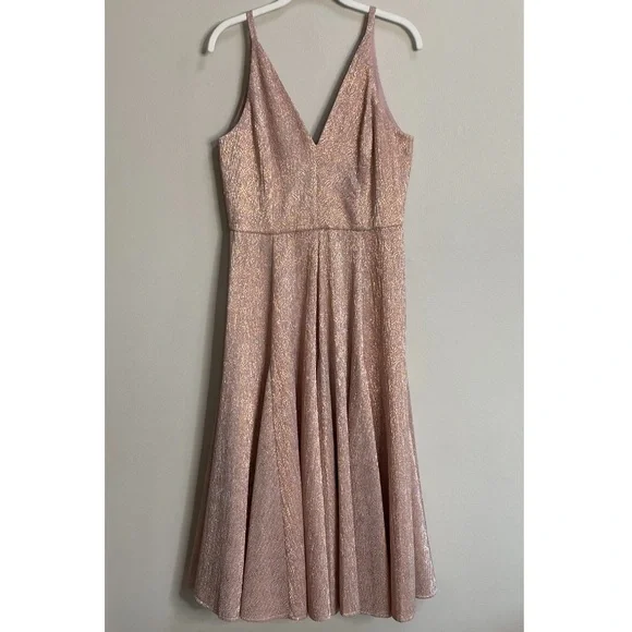 Anthropologie Dress The Population Rose Gold Loreley Delilah Midi Dress Medium - Picture 6 of 16